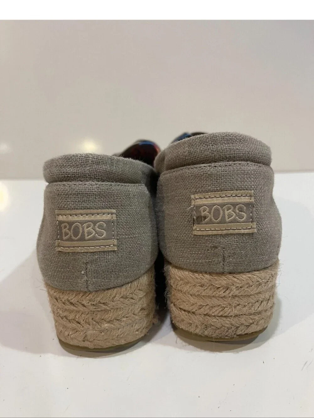 Bobs from Skechers Women's Taupe Espadrille Wedge Slip On Shoes Size 7.5
